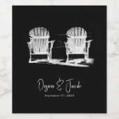 Strandstoelen Adirondack Zwart-wit bruiloft Wijn Etiket (Enkel label)