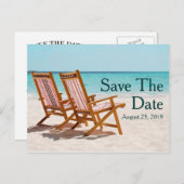Strandstoelen Destination Wedding Save the Date Aankondigingskaart (Voorkant / Achterkant)
