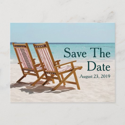 Strandstoelen Destination Wedding Save the Date Aankondigingskaart (Voorkant)