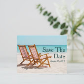 Strandstoelen Destination Wedding Save the Date Aankondigingskaart (Staand voorkant)