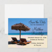 Strandstoelen Destination Wedding Save the Date Aankondigingskaart (Voorkant / Achterkant)