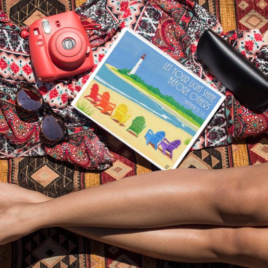 Strandstoelen en Vuurtoren Inspirerend Briefkaart