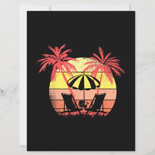 Strandstoelen Parasol Zomer Zonsondergang 80s Palm (Voorkant)