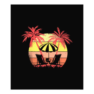 Strandstoelen Parasol Zomer Zonsondergang 80s Palm Foto Afdruk