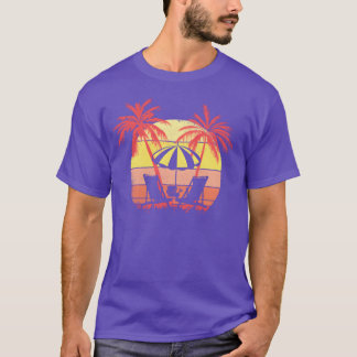 Strandstoelen Parasol Zomer Zonsondergang 80s Palm T-shirt
