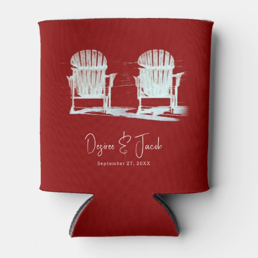 Strandstoelen Rood Wit Rustieke Bruiloft Blikjeskoeler (Voorkant)