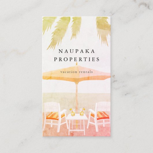 Strandstoelen Roze Vakantiehuis Visitekaartje (Voorkant)