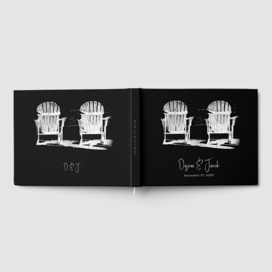 Strandstoelen zwart-wit bruiloft gastenboek (Volledig)