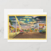 Strandstraat bij nacht in Savin Rock, CT Briefkaart (Voorkant / Achterkant)