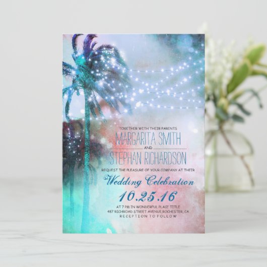 strandstralen strandbruiloft uitnodigen kaart (Staand voorkant)