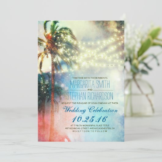 strandstralen strandbruiloft uitnodigen kaart (Staand voorkant)