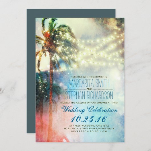 strandstralen strandbruiloft uitnodigen kaart (Voorkant / Achterkant)