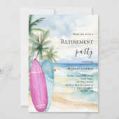Strandsurfplanken tropisch pensioenfeest kaart (Voorkant)