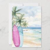 Strandsurfplanken tropisch pensioenfeest kaart (Achterkant)