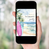 Strandsurfplanken tropisch pensioenfeest kaart