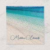 Strandtafereel Blauw Moderne Kust Vierkante Visitekaartje (Voorkant)