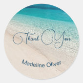 Strandtafereel Blauw Zand Modern Dank u Ronde Sticker (Voorkant)