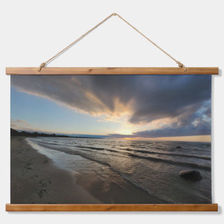 Strandtafereel houten wandtapijt hangend wandkleed