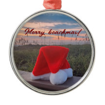 Strandtafereel met Santa hat en sunrise Ornament