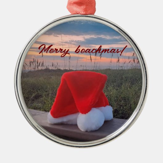 Strandtafereel met Santa hat en sunrise Ornament (Voorkant)
