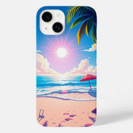 Strandtafereel met zon en wolken mobiel Case-Mate iPhone 14 hoesje