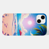 Strandtafereel met zon en wolken mobiel Case-Mate iPhone case (Achterkant (horizontaal))