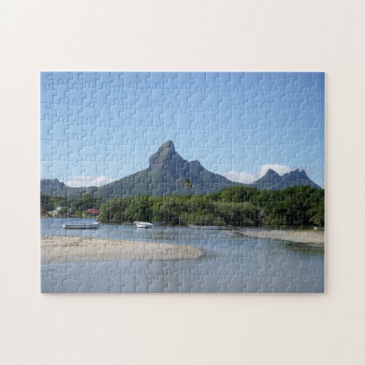 Strandtafereel op Mauritius. Legpuzzel (Horizontaal)