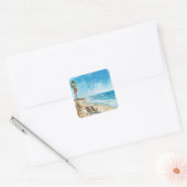 Strandtafereel Vierkante Sticker (Envelop)