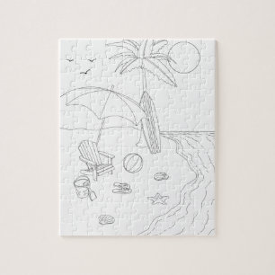 Strandtafereel Volwassen Kleurpuzzel Legpuzzel