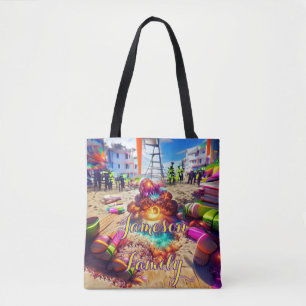 Strandtas Familie Zand Welkom Ballonnen Tote Bag