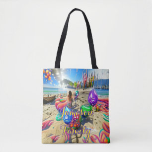 Strandtas Familie Zand Welkom Ballonnen Tote Bag