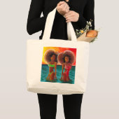 STRANDTAS ZOMERSTRAND VIBES KLEURRIJK GROTE TOTE BAG (Voorkant (product))