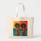 STRANDTAS ZOMERSTRAND VIBES KLEURRIJK GROTE TOTE BAG (Voorkant)