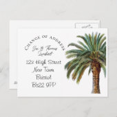 Strandthema Adres wijzigen met Palm Tree Aankondigingskaart (Voorkant / Achterkant)
