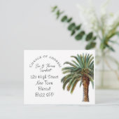 Strandthema Adres wijzigen met Palm Tree Aankondigingskaart (Staand voorkant)
