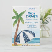 Strandthema babyshower uitnodiging (Staand voorkant)