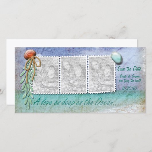 Strandthema Bewaar de datum Fotokaarten Save The Date (Voorkant / Achterkant)