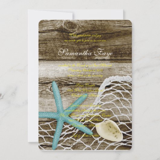 STRANDTHEMA B'NOT B'NAI BAR BAT MITZVAH UITNODIGIN KAART (Voorkant)