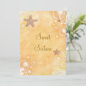 Strandthema bruiloft verjaardagsfeest koraal kaart (Staand voorkant)