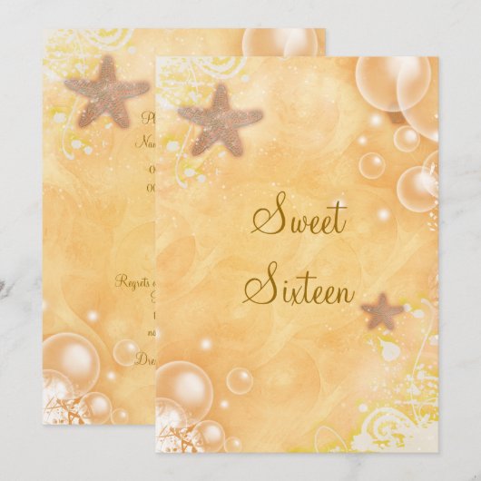 Strandthema bruiloft verjaardagsfeest koraal kaart (Voorkant / Achterkant)