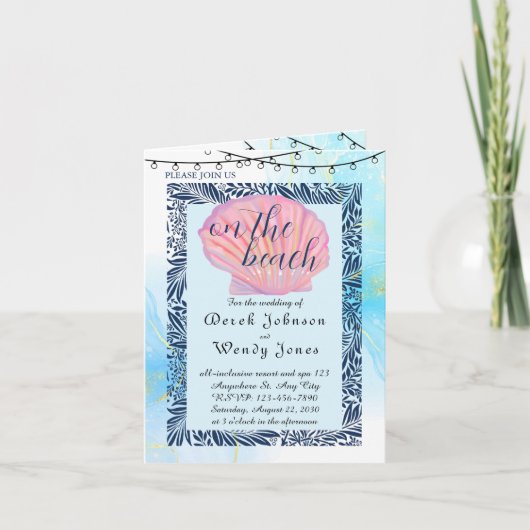 Strandthema huwelijksuitnodiging (Voorkant)