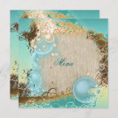 Strandthema menu elegante feestje (Voorkant / Achterkant)