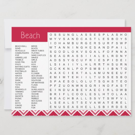 Strandthema Missen Je Spelkaart Aankondiging (Voorkant)