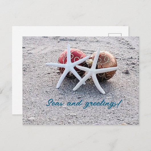 Strandthema Post Kaart met zeesterren en Ornamente (Voorkant / Achterkant)