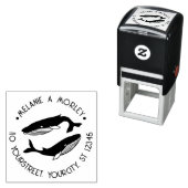 Strandthema rond naam retouradres Blauwe Walvissen Zelfinktende Stempel (In situ)