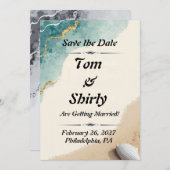 Strandthema save the date-kaarten save the date (Voorkant / Achterkant)