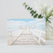 Strandthema Seaside / Oceanside Wedding RSVP Kaart (Staand voorkant)