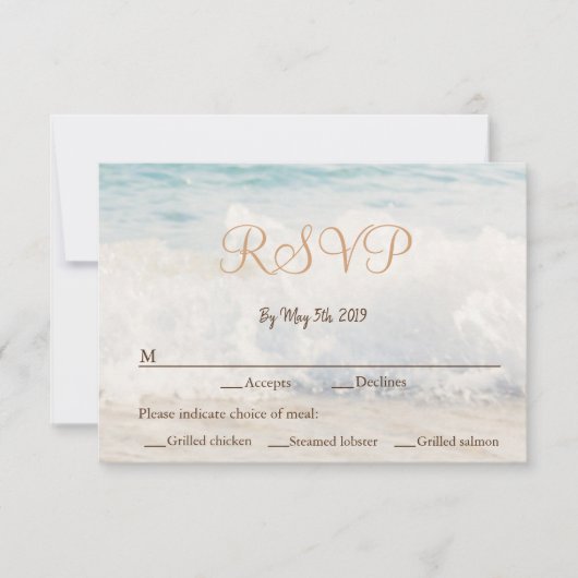 Strandthema Seaside / Oceanside Wedding RSVP Kaartje (Voorkant)