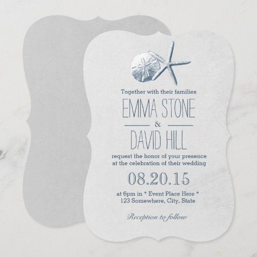 Strandthema Starfish & sand dollar Weddenschap Kaart (Voorkant / Achterkant)
