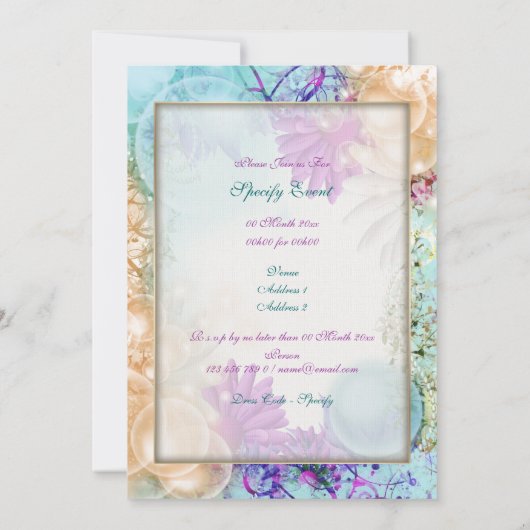 Strandthema tropisch elegant feest kaart (Achterkant)